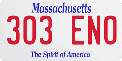 MA license plate 303EN0
