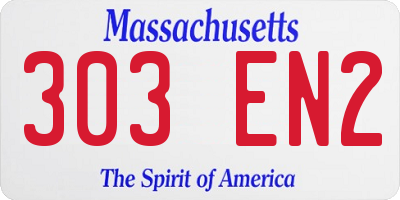 MA license plate 303EN2