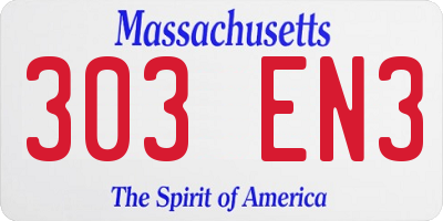 MA license plate 303EN3