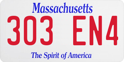 MA license plate 303EN4