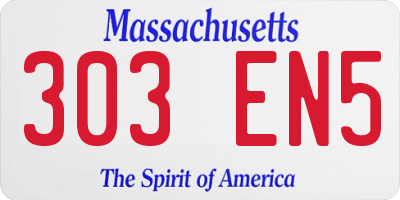 MA license plate 303EN5