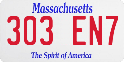 MA license plate 303EN7
