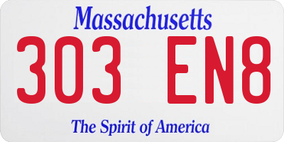 MA license plate 303EN8