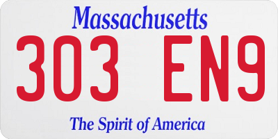 MA license plate 303EN9