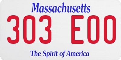 MA license plate 303EO0