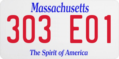 MA license plate 303EO1