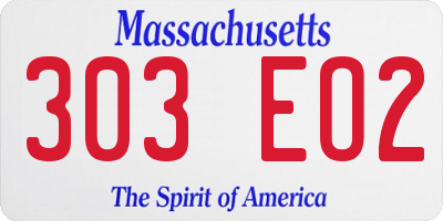 MA license plate 303EO2