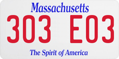 MA license plate 303EO3