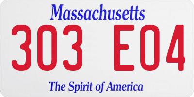 MA license plate 303EO4