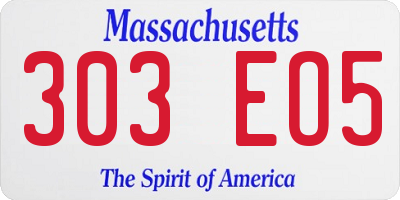 MA license plate 303EO5