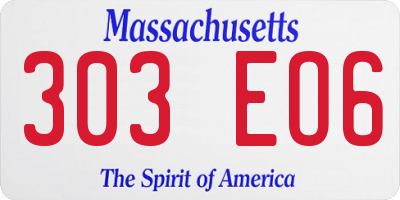 MA license plate 303EO6