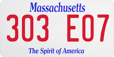 MA license plate 303EO7