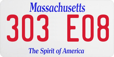 MA license plate 303EO8