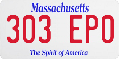 MA license plate 303EP0