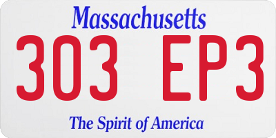 MA license plate 303EP3