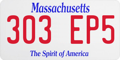 MA license plate 303EP5