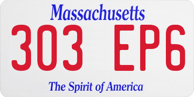 MA license plate 303EP6