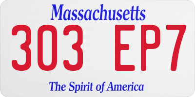 MA license plate 303EP7