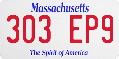 MA license plate 303EP9