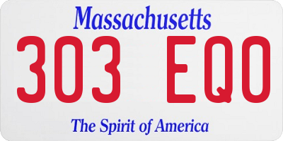 MA license plate 303EQ0