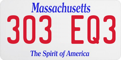 MA license plate 303EQ3