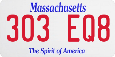 MA license plate 303EQ8