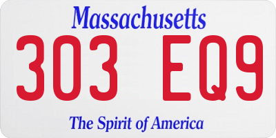 MA license plate 303EQ9