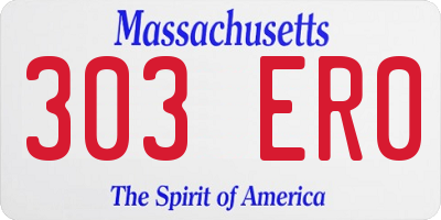 MA license plate 303ER0