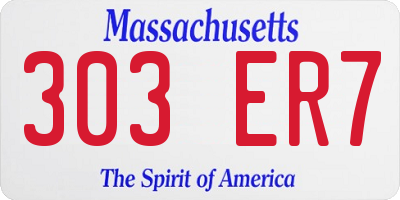MA license plate 303ER7
