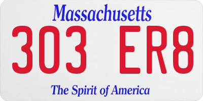 MA license plate 303ER8