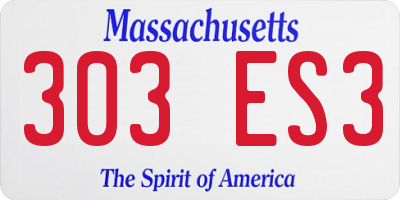 MA license plate 303ES3