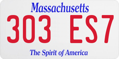MA license plate 303ES7