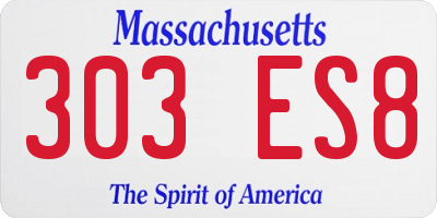 MA license plate 303ES8