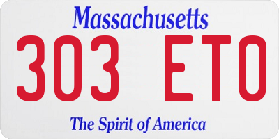 MA license plate 303ET0