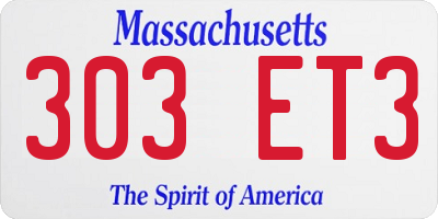 MA license plate 303ET3