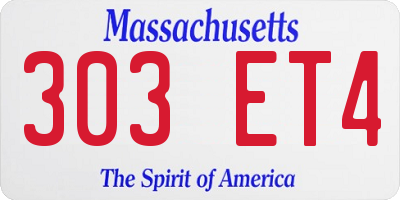 MA license plate 303ET4