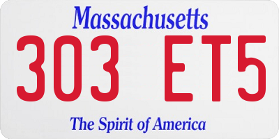 MA license plate 303ET5