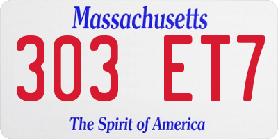 MA license plate 303ET7