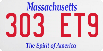 MA license plate 303ET9