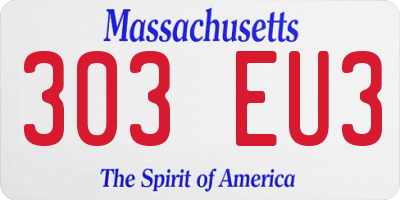MA license plate 303EU3
