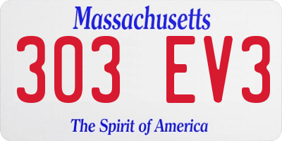 MA license plate 303EV3
