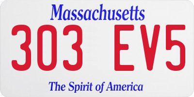MA license plate 303EV5