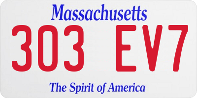 MA license plate 303EV7