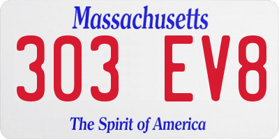MA license plate 303EV8