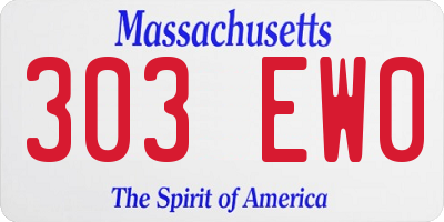 MA license plate 303EW0