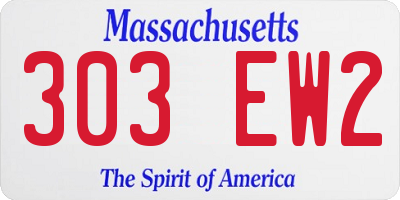 MA license plate 303EW2