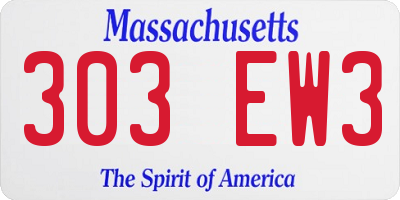 MA license plate 303EW3