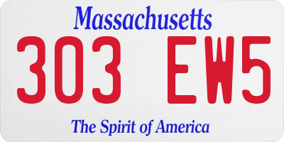 MA license plate 303EW5