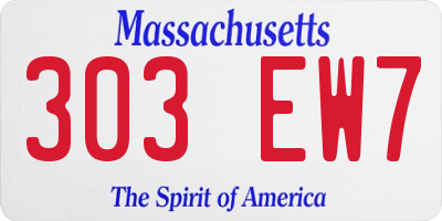 MA license plate 303EW7