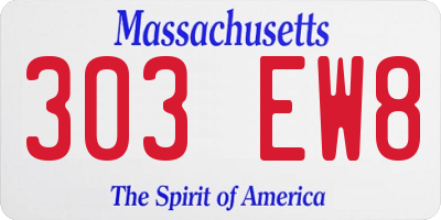 MA license plate 303EW8